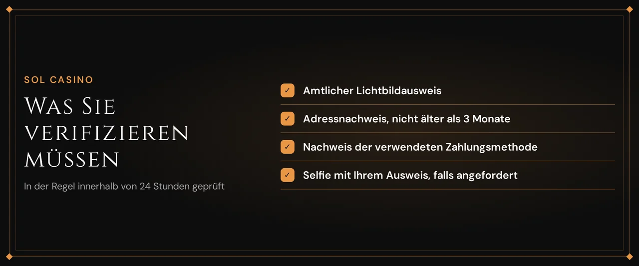 Verifiziere vier Pflichtdokumente.