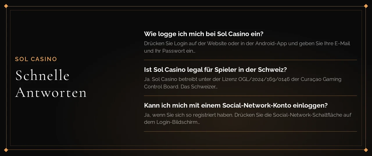 Kenn Sol-Casino-FAQ sofort.